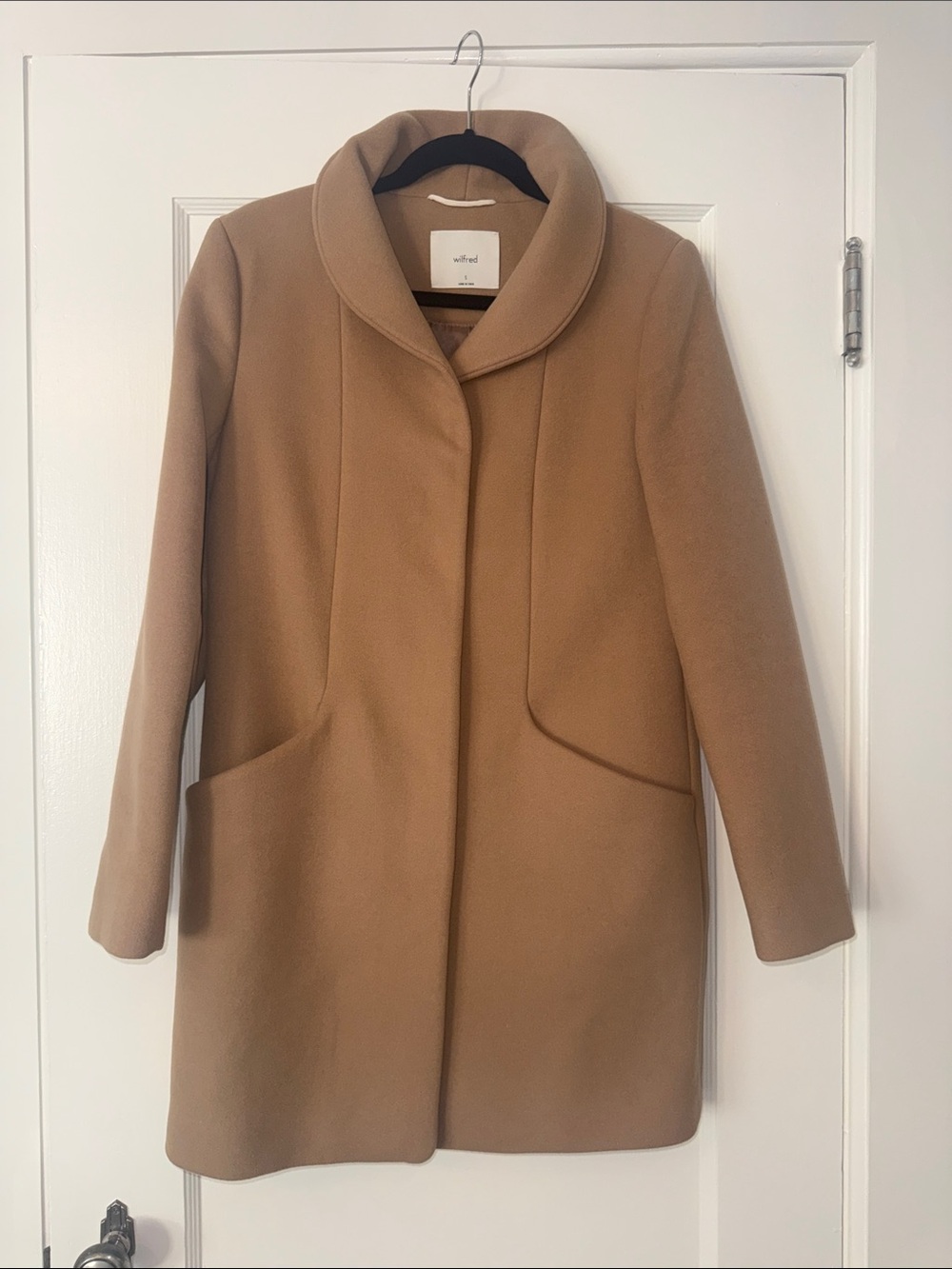 Aritzia Wilfred Cocoon Camel Wool-Blend Coat